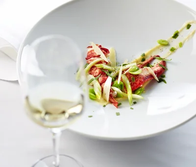 Poached lobster with lemon sauce