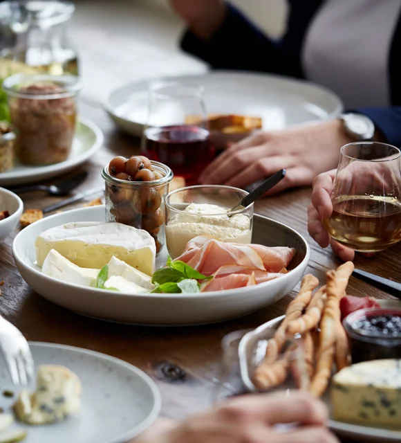 Extra Creamy Brie with hummus and parma ham