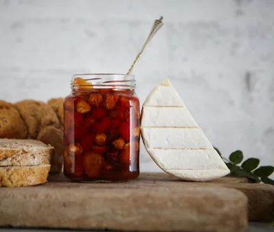 Pickled rosehips with hazelnuts