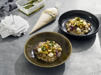 Gebratene Petersilienwurzel mit Pilz- & Wurzelgemüseeintopf