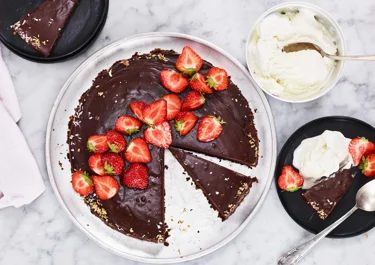 Kladdkaka med kaffe och chokladganache