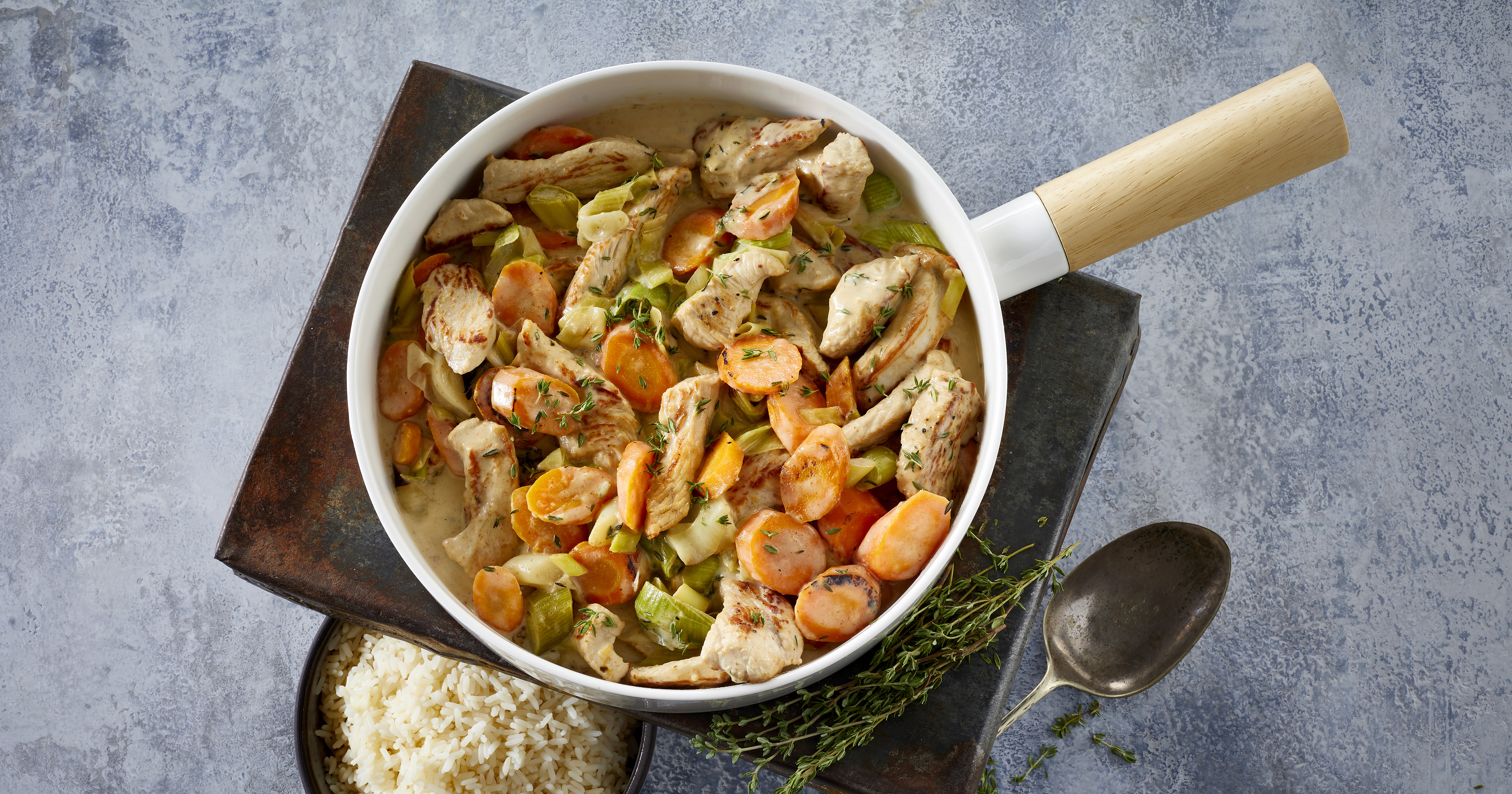 Kalkungryde med timian og løse ris