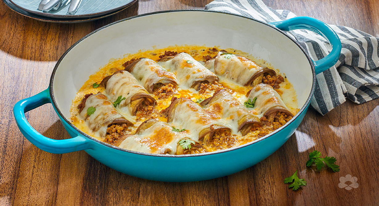 Stuffed Eggplant Rolls Casserole