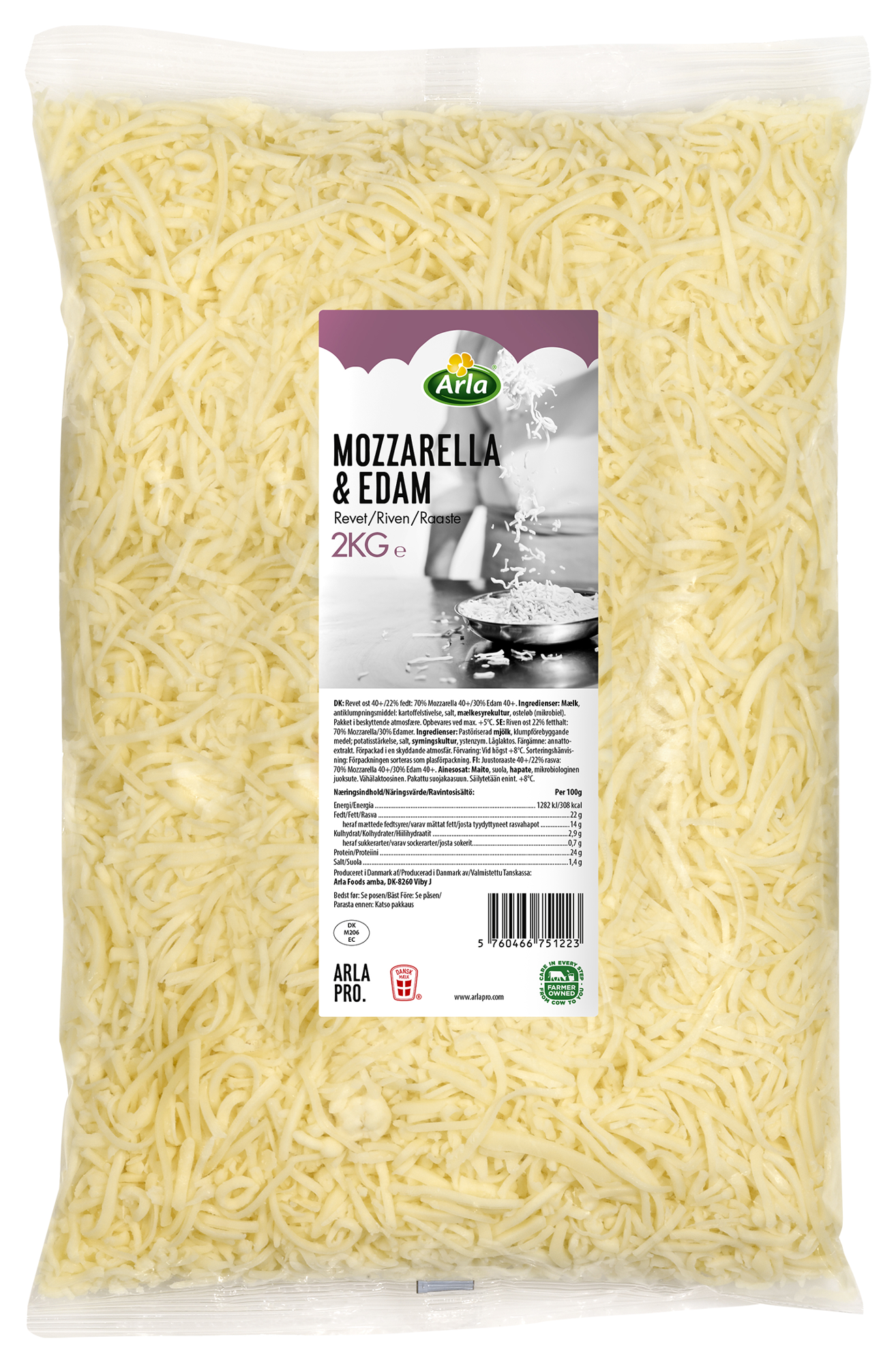 Arla Pro mozzarella-edam raaste 22% 2kg