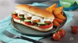 Rolls with cream cheese, yoghurt marinated chicken and fresh vegetables