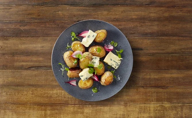 Baked Potatoes with Blue Cheese & Watercress