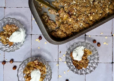 Appelkruimel met havermout en vanille skyr
