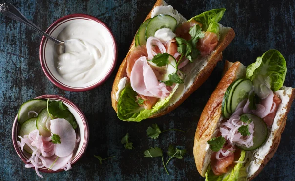 Hot dogs with smoked salmon