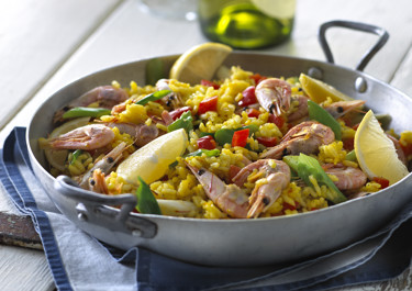 Paella med rejer