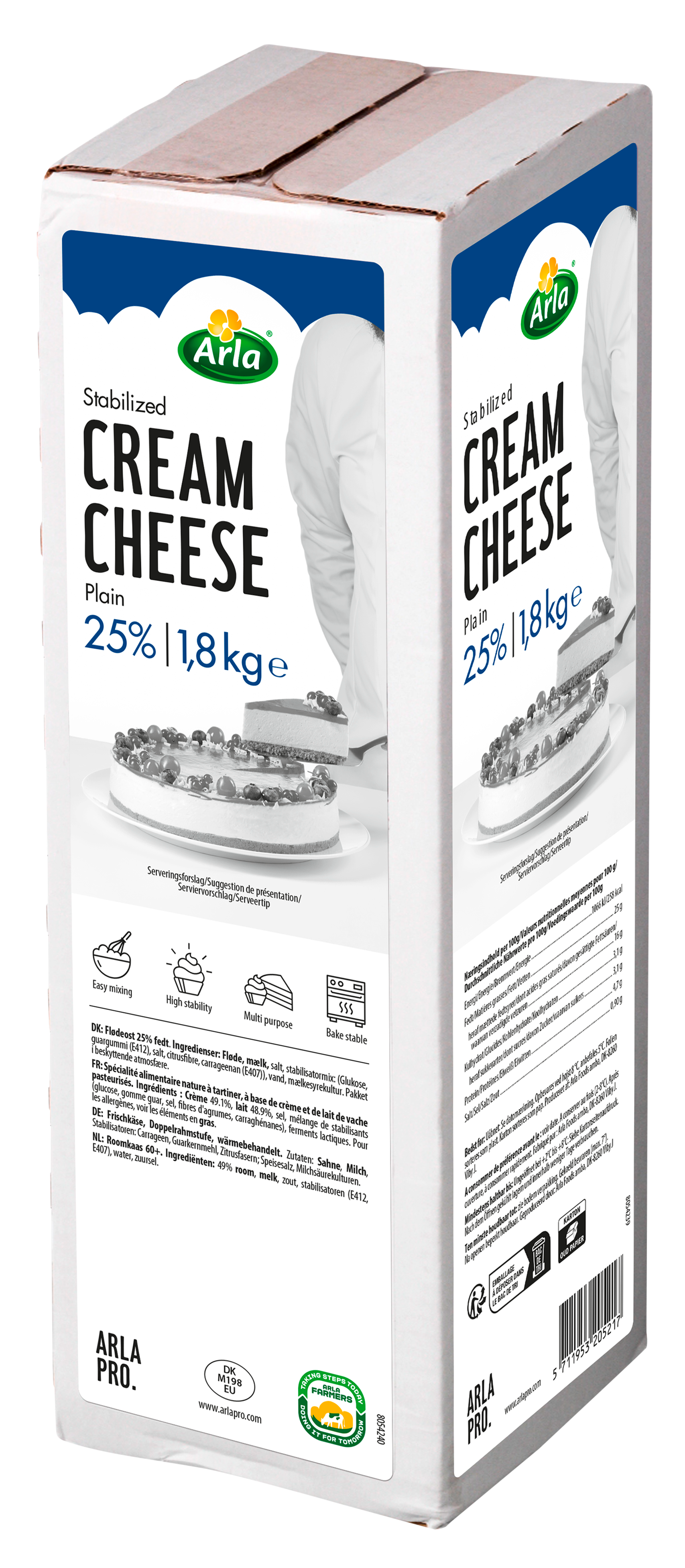 Arla® Pro Frischkäse, Doppelrahmstufe, backstabil, 1,8 kg