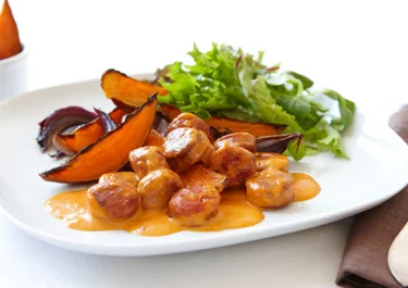 Sötpotatis med chorizosås