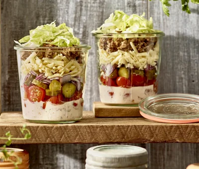 Cheeseburger Salad in a Jar