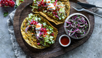 Smashed falafel taco