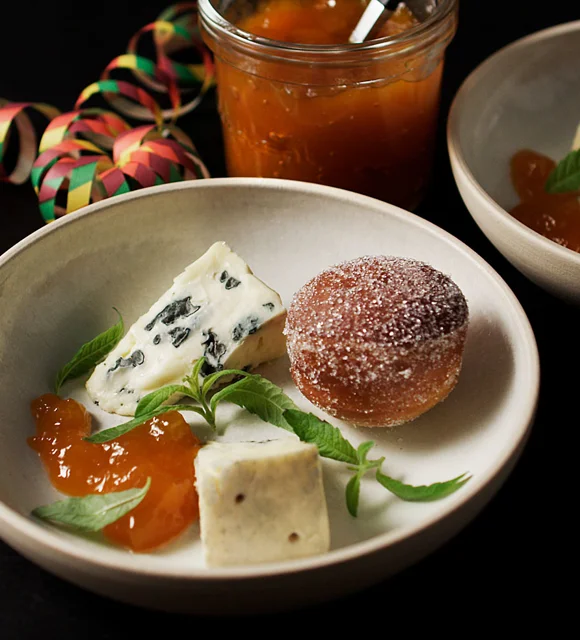 Mini Berliners with Creamy Blue and jam