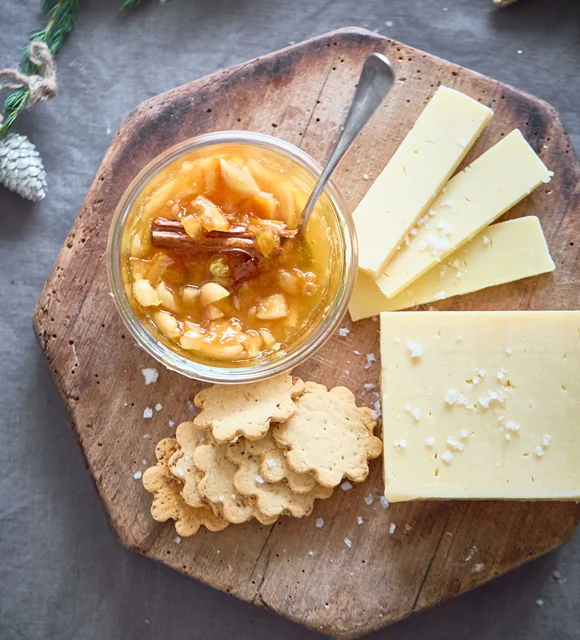 Cheddar and orange marmalade with sherry and almonds