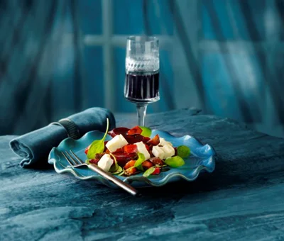 Beetroot salad with Creamy White and fig glace