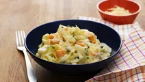 Pasta med gräddkokta grönsaker
