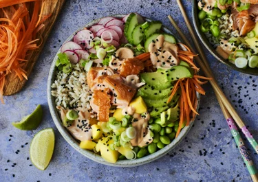 Smoked salmon poke bowl