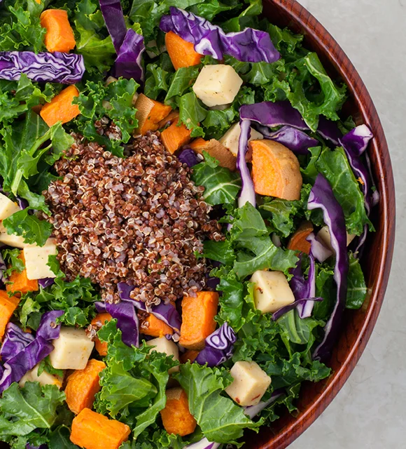 Sweet potato & kale salad with Havarti Cheese