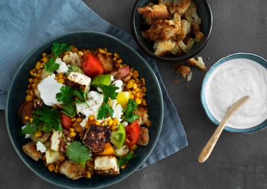 Grilled corn salad with paneer