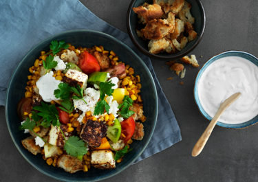 Gegrilde maïssalade met paneer
