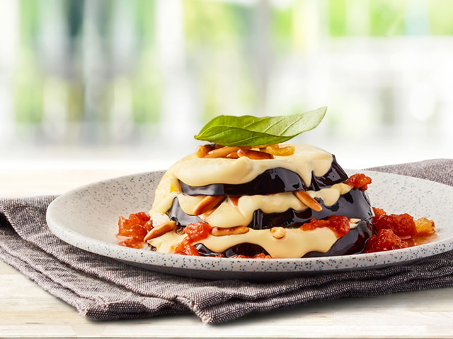 Grilled Eggplant with Cheese Stack