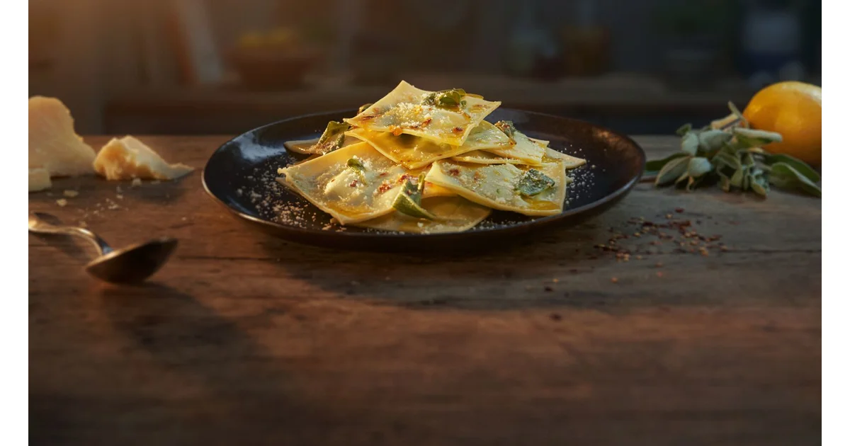 Spinach and ricotta ravioli