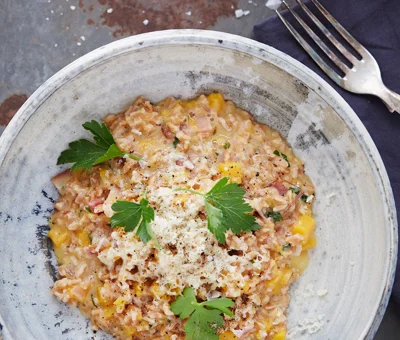 Spelt-otto with bacon and butternut squash