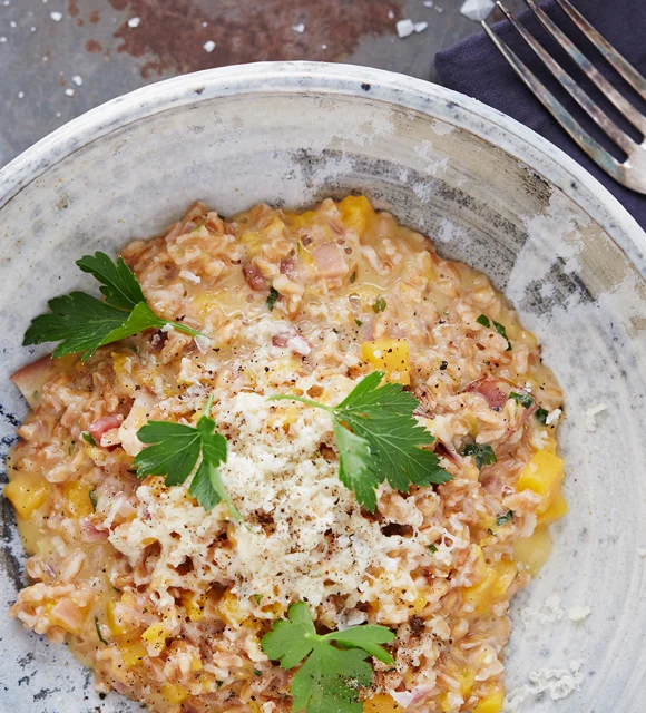 Spelt-otto with bacon and butternut squash