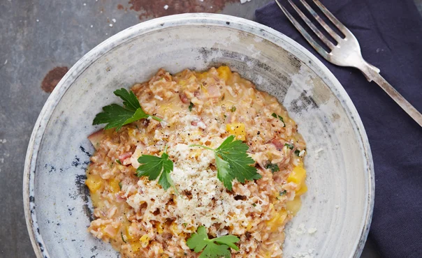 Spelt-otto with bacon and butternut squash