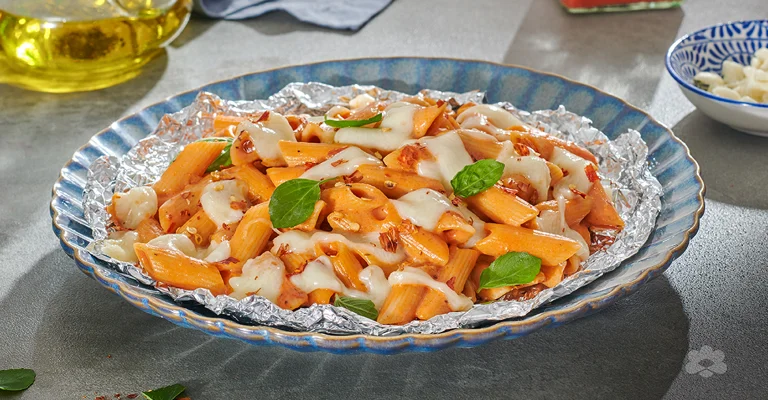Cheesy Pasta in Foil