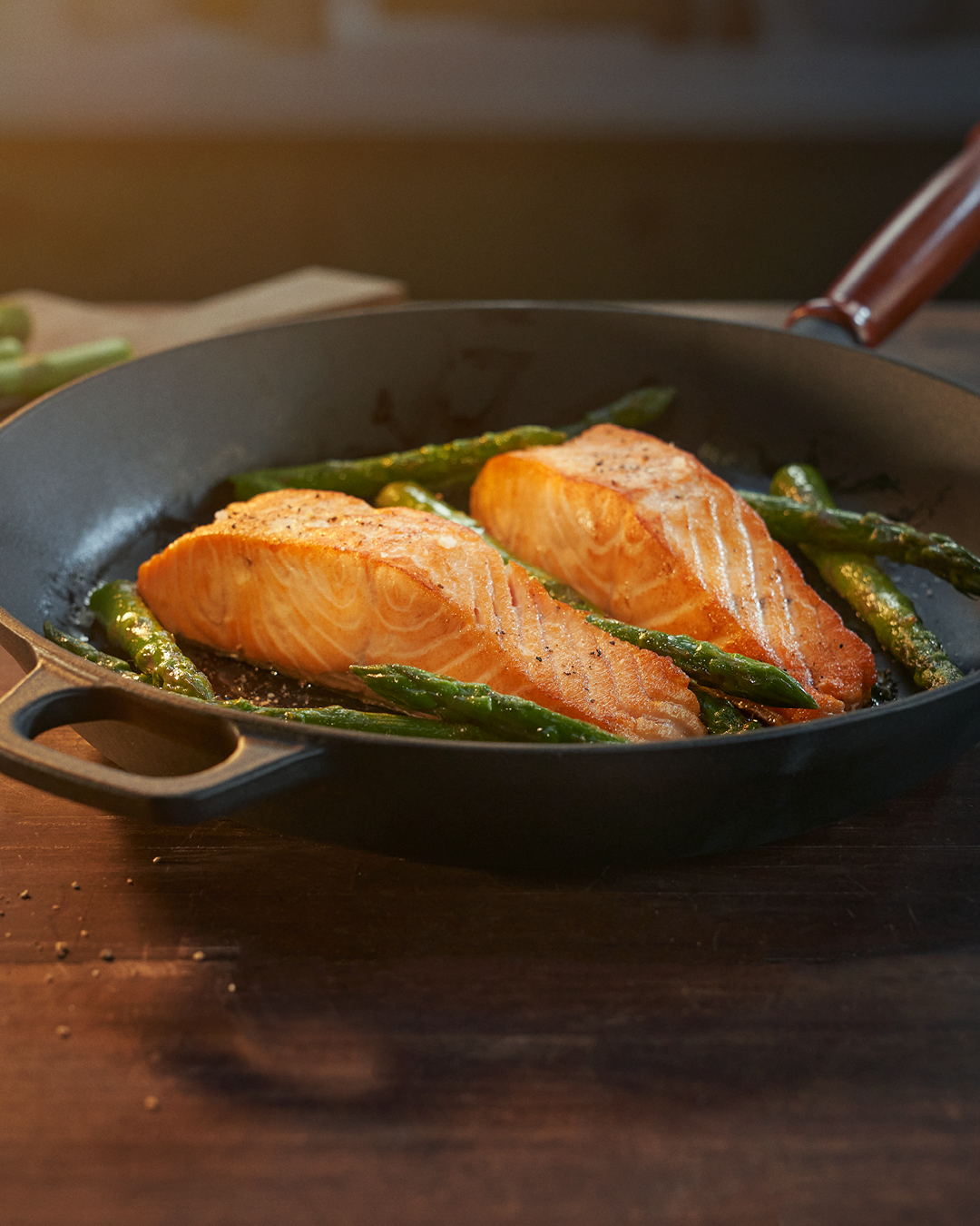 Gebakken zalm met asperges