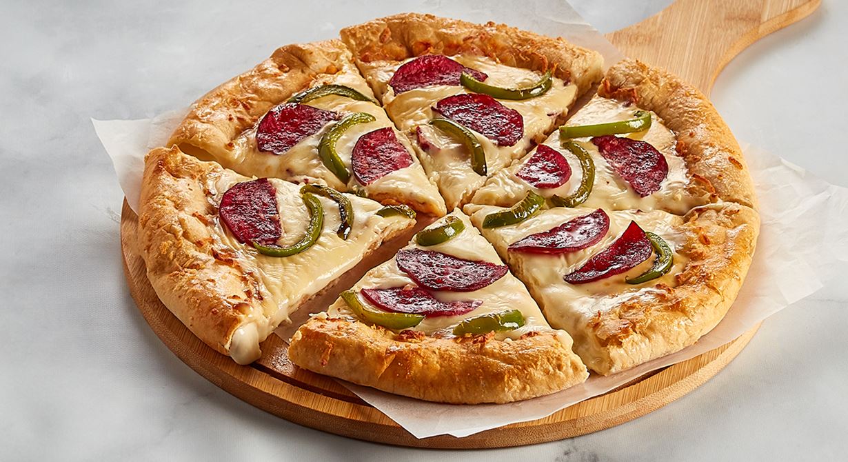Cheese Crust Pizza with Salami