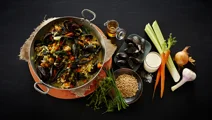 Nordisk paella med blåmuslinger