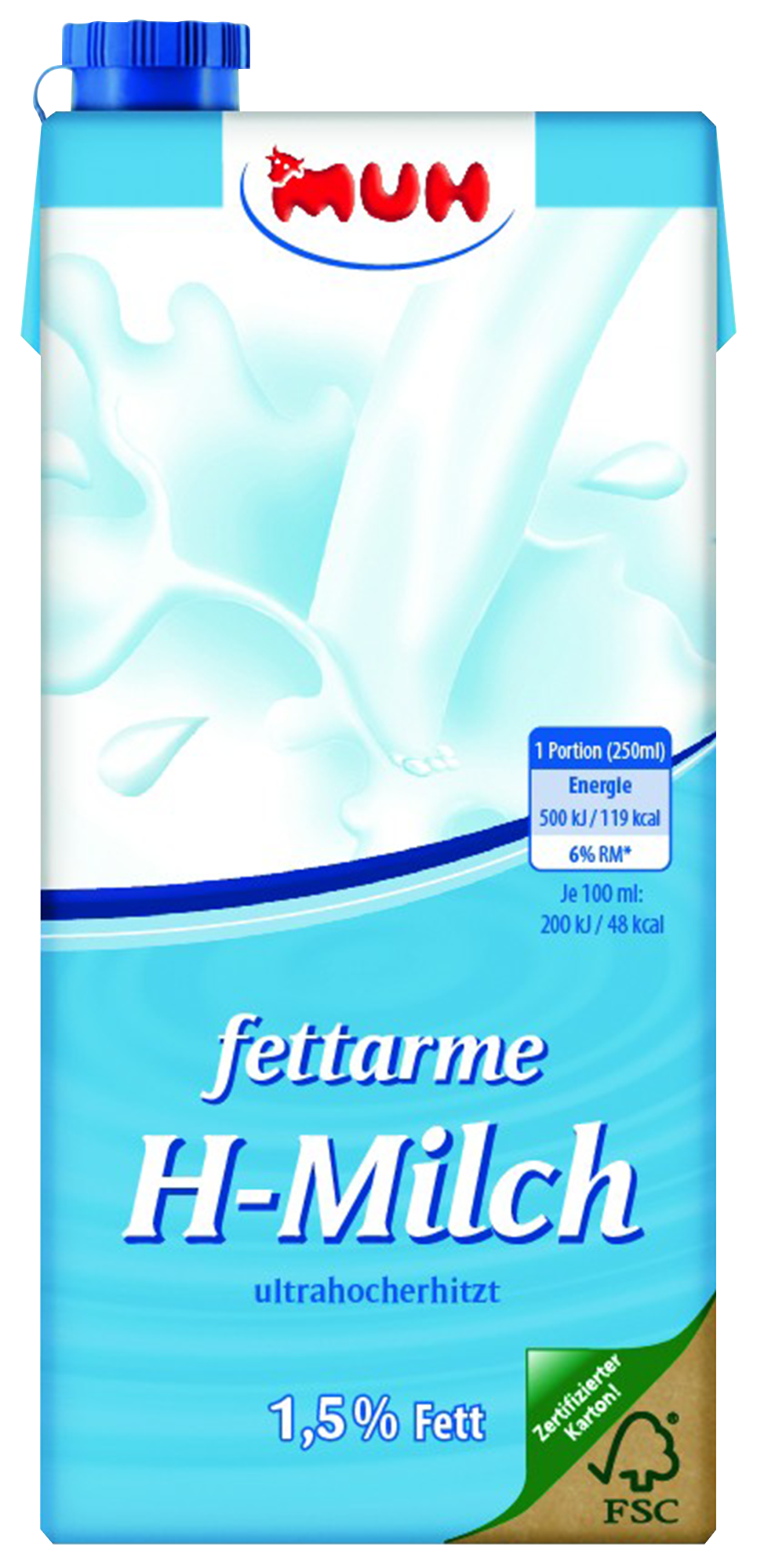 H-Milch 1,5% Fett mit Verschluss