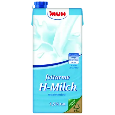 H-Milch 1,5% Fett mit Verschluss