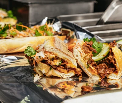 Cheesy Havarti Korean Spicy Pork Banh-Mi
