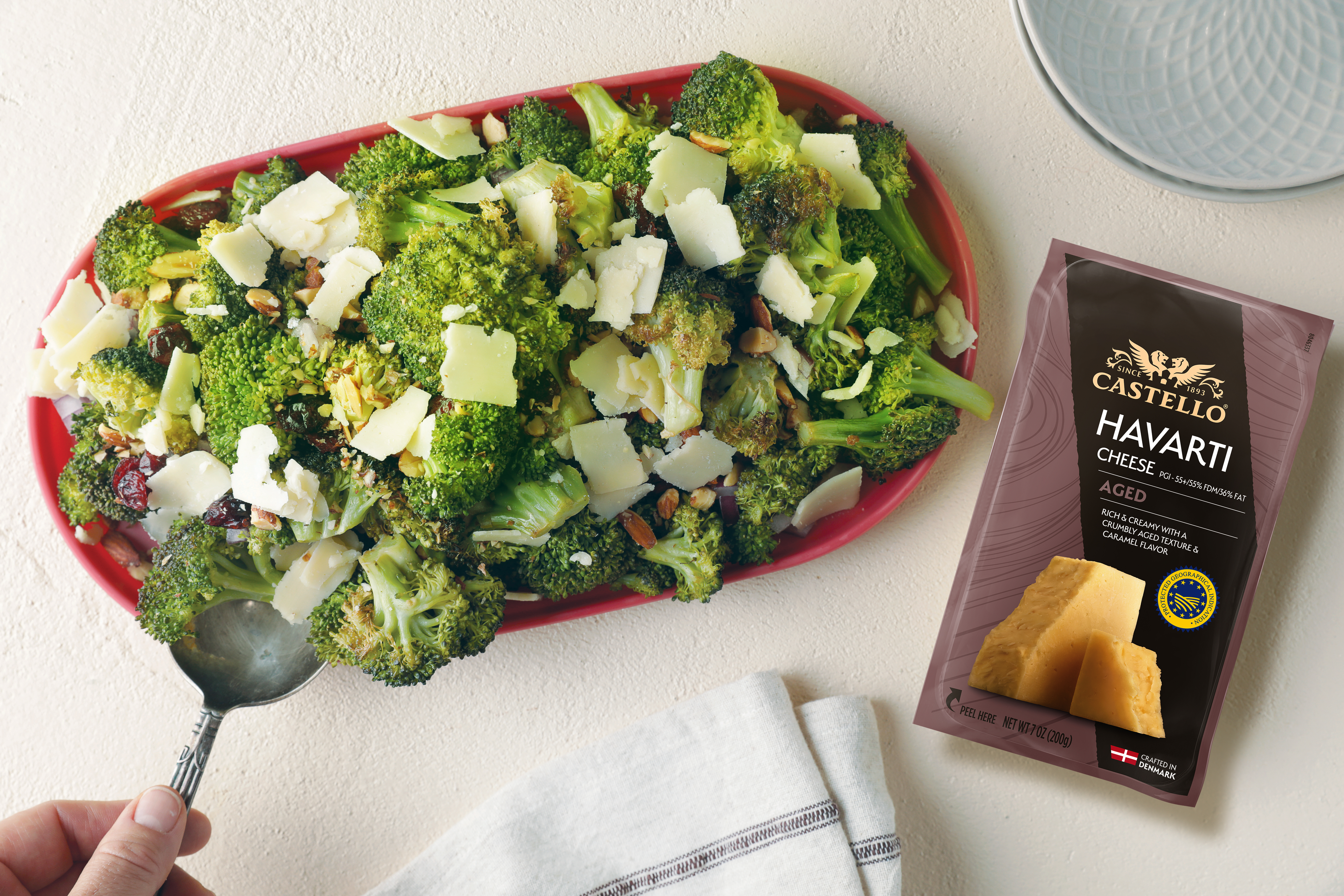 Roasted Broccoli Salad with Aged Havarti