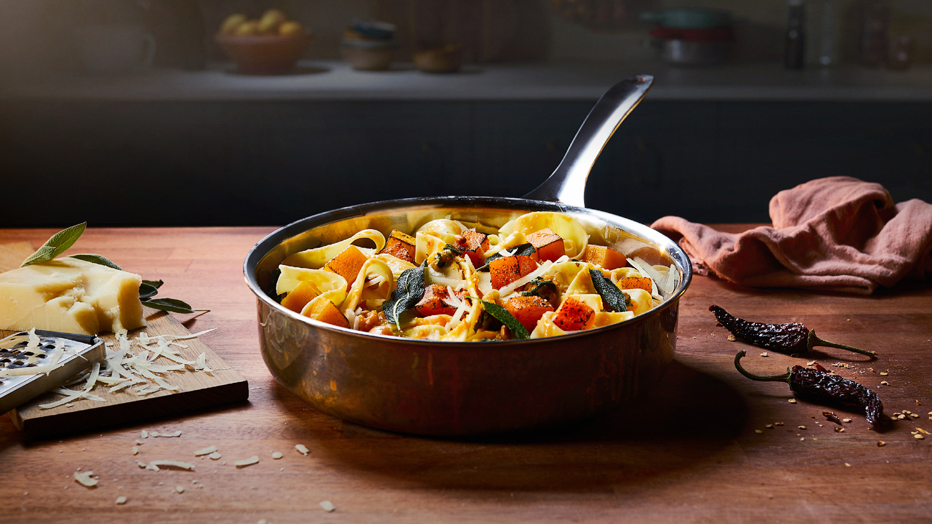 Pasta with roast butternut squash