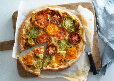 Tomatgalette med purjolök och ost