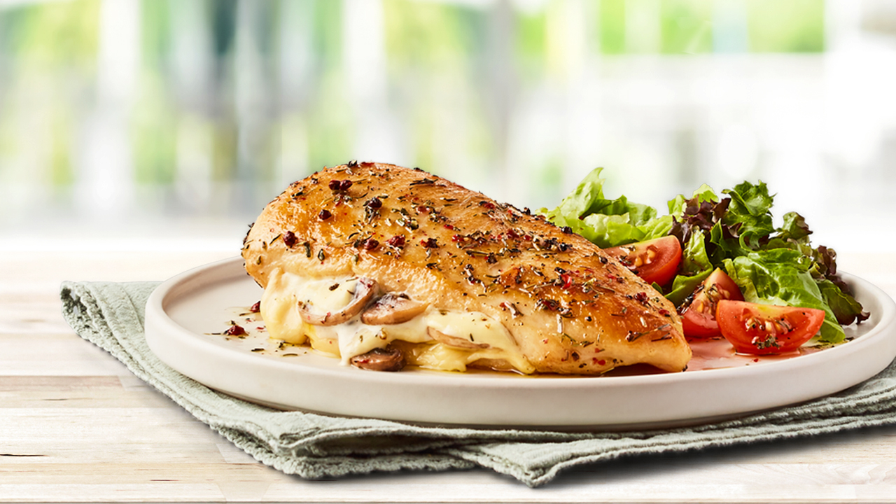 دجاج بالجبنة والمشروم