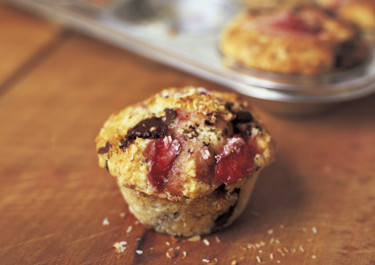 Chokladmuffins med jordgubbar