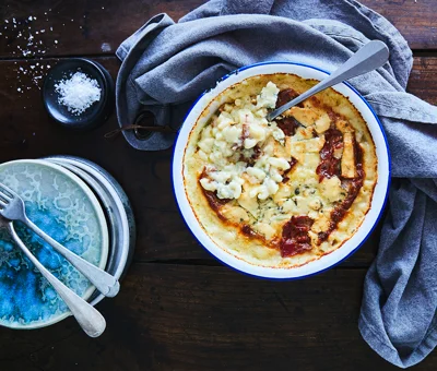 Macaroni Cheese with bacon & blue cheese