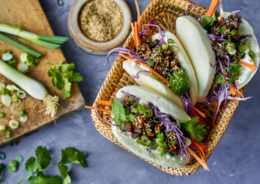 Bao buns med chilistegte svampe