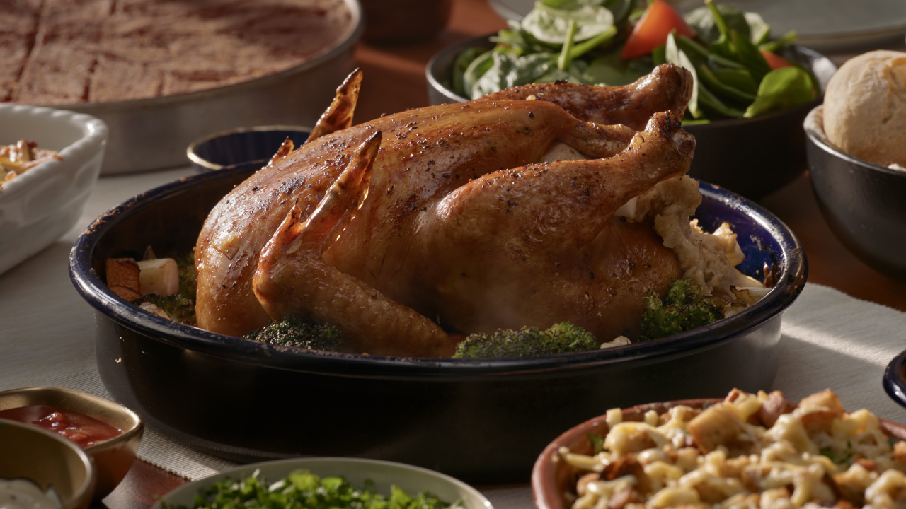 Roasted Chicken with Bread and Cheese Stuffing