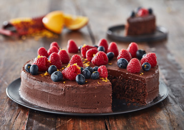 Appelsinchokoladekage med chokoladefrosting