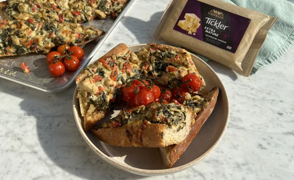 Cheesy Spinach & Artichoke Baguette with Castello® Tickler Extra Mature Cheddar