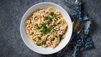 Pasta med räkor och vitlök