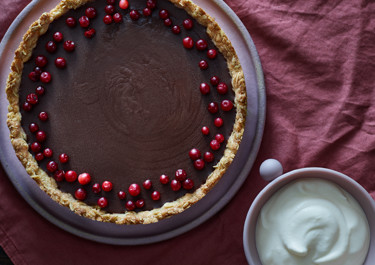 Chokladkolapaj med lingon