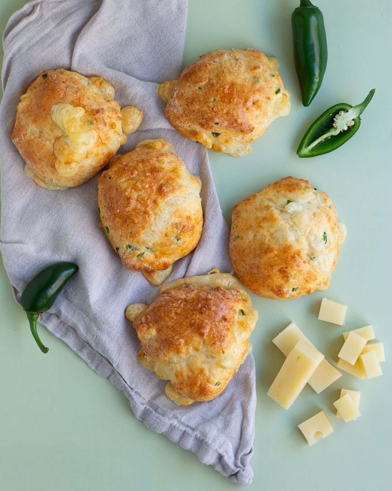 Jalapeños cheddar cottage cheese scones